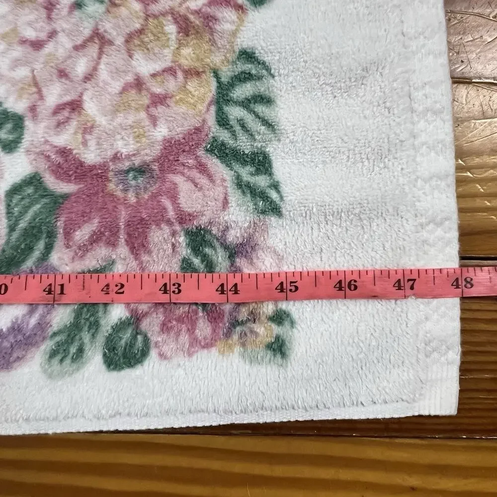 Vtg 80s Bibb Cabbage Rose Towel Set 3pc Cotton USA Floral Bath Hand Cottagecore